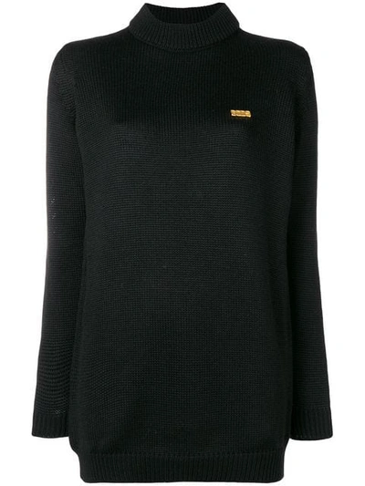 Shop Gcds Longline Logo Sweater In Black