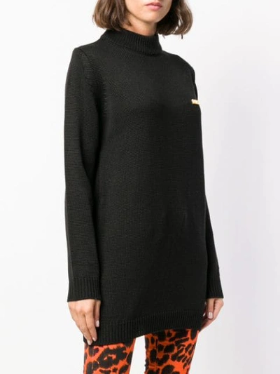 Shop Gcds Longline Logo Sweater In Black