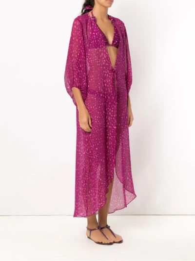 ADRIANA DEGREAS SILK BEACH DRESS - 粉色