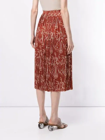 Shop Nina Ricci Printed Pleated Skirt In Brown