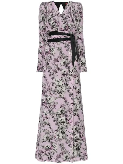 Shop Ronald Van Der Kemp Silk Floral Wrap Dress - Grey