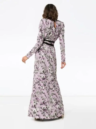 Shop Ronald Van Der Kemp Silk Floral Wrap Dress - Grey