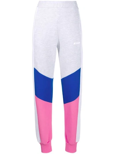 Shop Msgm Colour Block Track Pants In Grey