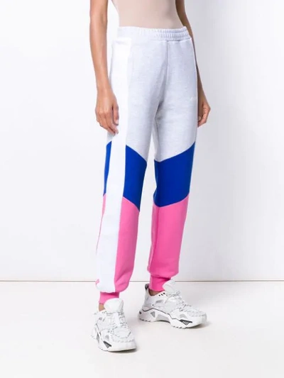 Shop Msgm Colour Block Track Pants In Grey