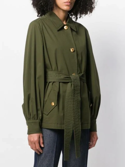 Shop Escada Tie-waist Jacket In Green