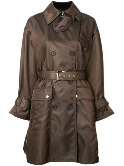 Shop Barbara Bui Double Breasted Belted Coat In Green