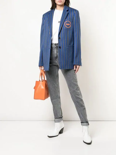 Shop Calvin Klein Striped Oversized Blazer In Blue