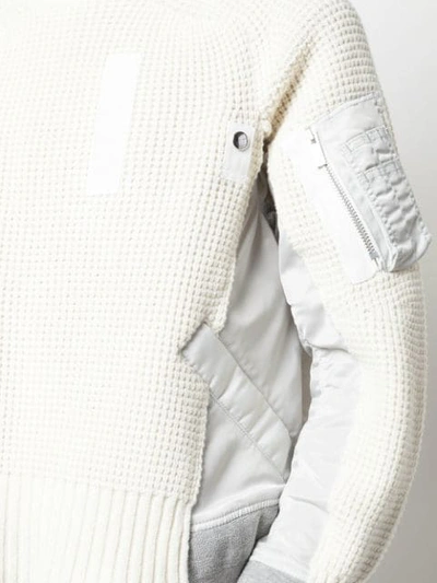 Shop Sacai Crewneck Sweater - White