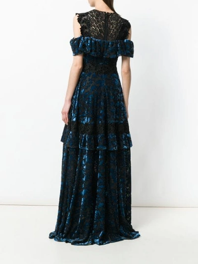 Shop Talbot Runhof Lace Embellished Gown In Blue