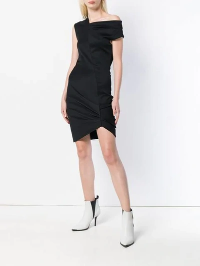 Shop Helmut Lang Asymmetric Fitted Dress In Black