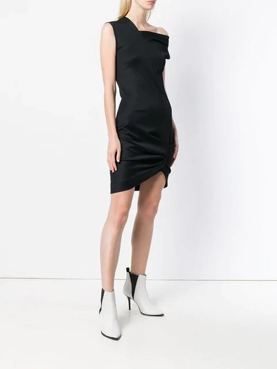 Shop Helmut Lang Asymmetric Fitted Dress In Black