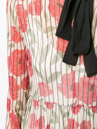Shop Red Valentino Poppy Print Silk Dress In Neutrals