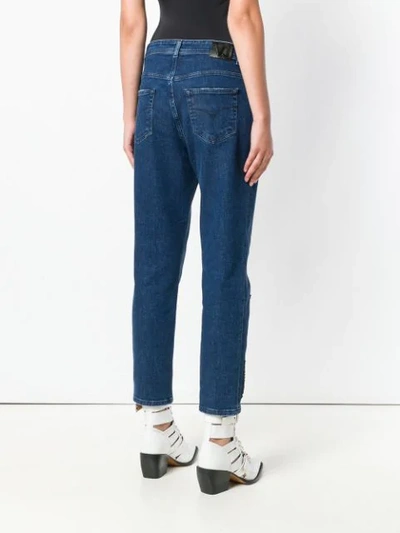 Shop Versace Jeans High Waisted Patch Jeans In Blue