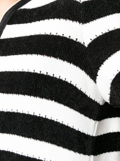 Shop Balmain Knitted Striped Cardigan In Black