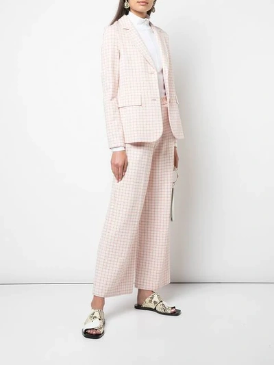 Rosetta Getty Grid Interlocked Button Fitted Jacket In Pink