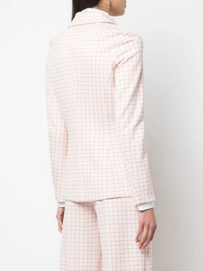 Rosetta Getty Grid Interlocked Button Fitted Jacket In Pink