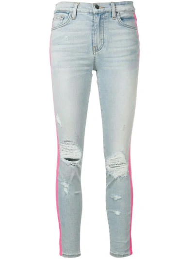 Shop Amiri Contrast Side Stripe Jeans In Blue