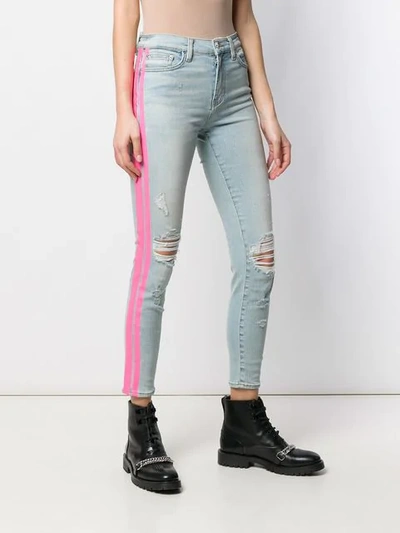 Shop Amiri Contrast Side Stripe Jeans In Blue