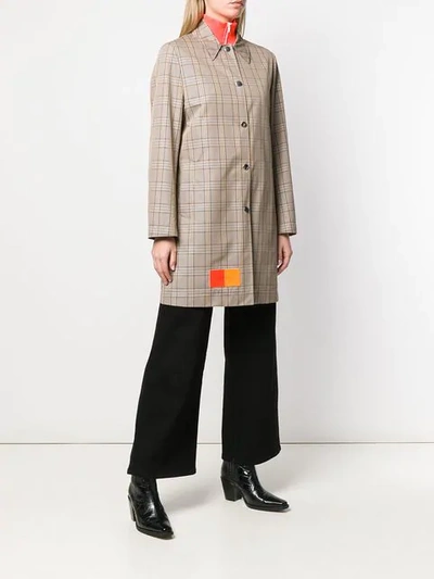 Shop Calvin Klein Patched Glen Check Coat In Neutrals