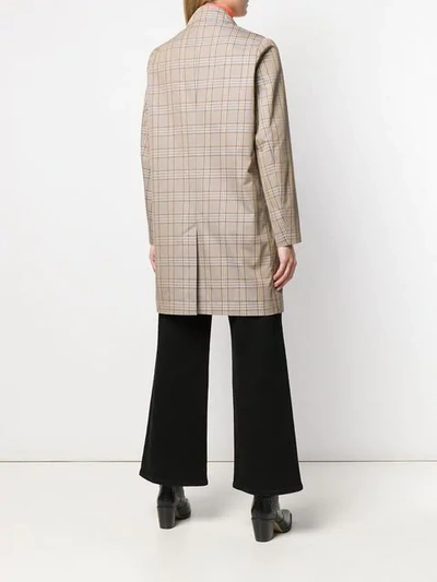 Shop Calvin Klein Patched Glen Check Coat In Neutrals