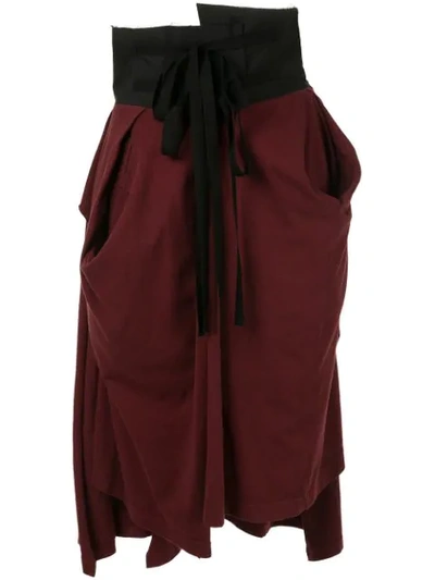 Shop Aganovich High Waisted Jersey Skirt In Red