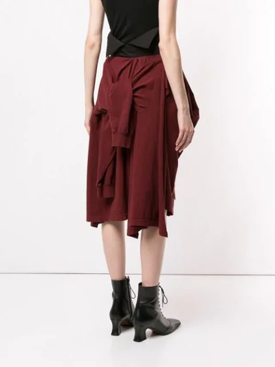 Shop Aganovich High Waisted Jersey Skirt In Red