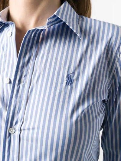 Shop Polo Ralph Lauren Striped Slim Fit Shirt In Blue