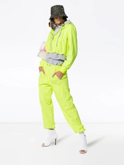 Shop Natasha Zinko Double Layered Hooded Cotton Blend Jacket - Yellow