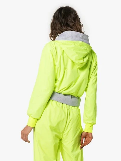 Shop Natasha Zinko Double Layered Hooded Cotton Blend Jacket - Yellow
