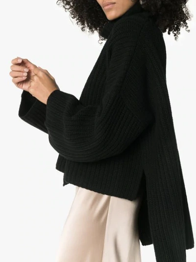 Shop Joseph Turtleneck Ribbed Wool Sweater In Black