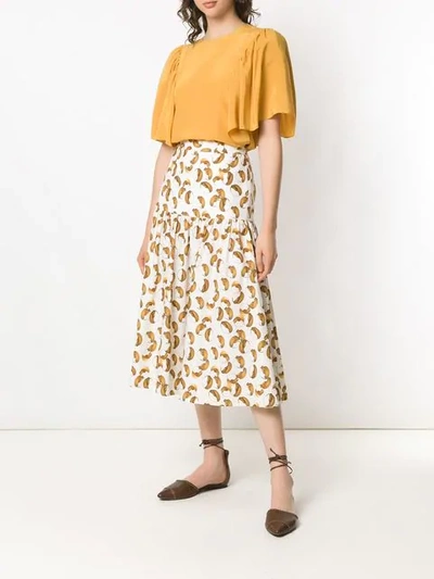 Shop Andrea Marques Ruffled Silk Blouse In Yellow