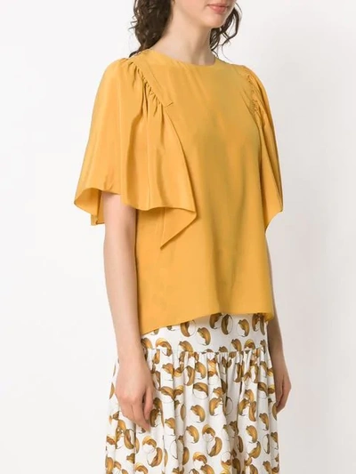 Shop Andrea Marques Ruffled Silk Blouse In Yellow