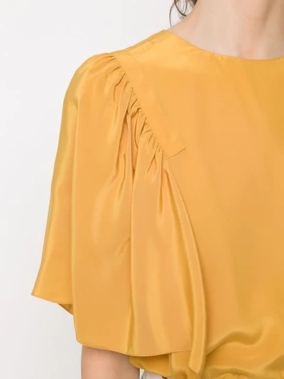 Shop Andrea Marques Ruffled Silk Blouse In Yellow