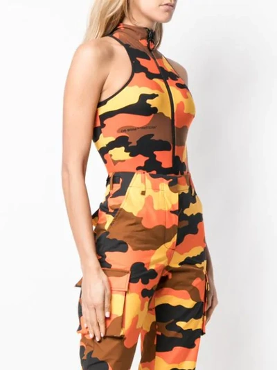 Shop Off-white Camouflage Print High Neck Body In Orange