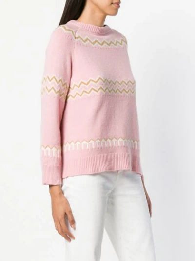 Shop Borgo Asolo Zigzag Knit Jumper - Pink