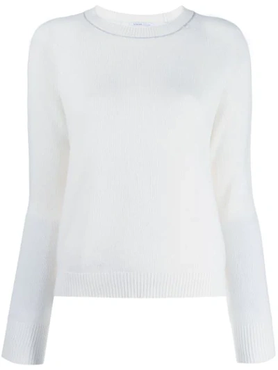 Shop Agnona Crew Neck Jumper In White