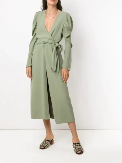 FRAMED TESHIMA裹身式连衣裙 - 绿色