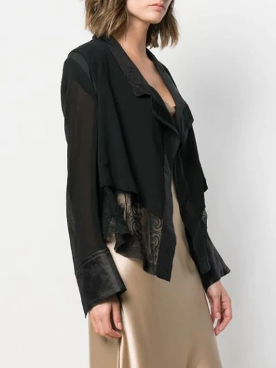 Shop Ann Demeulemeester Lace Insert Jacket In Black