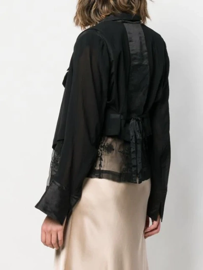 Shop Ann Demeulemeester Lace Insert Jacket In Black