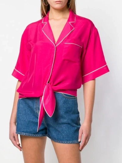 Shop Pinko Gossip Girl Cropped Pyjama Shirt In Pink