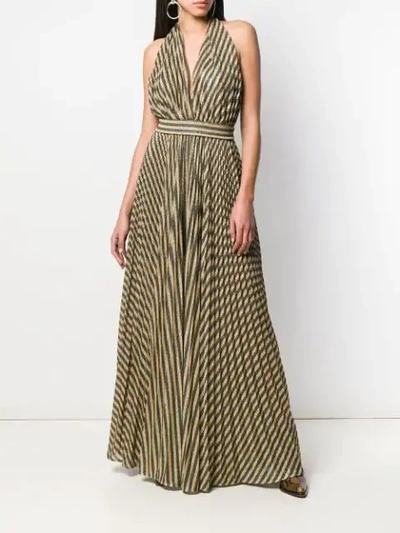 Shop Philosophy Di Lorenzo Serafini Striped Halterneck Maxi Dress In Black