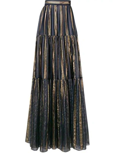 Shop Peter Pilotto Lurex Striped Chiffon Skirt In Blue
