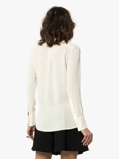 Shop Valentino Georgette Bow Neck Silk Shirt In Neutrals