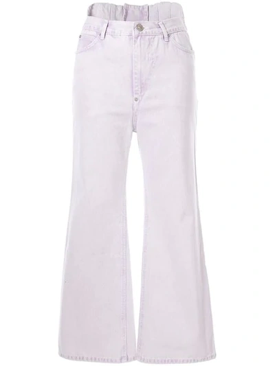 Shop Pushbutton Cropped Flared Jeans In Purple