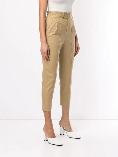 Shop Frei Ea High Waisted Cropped Trousers In Brown