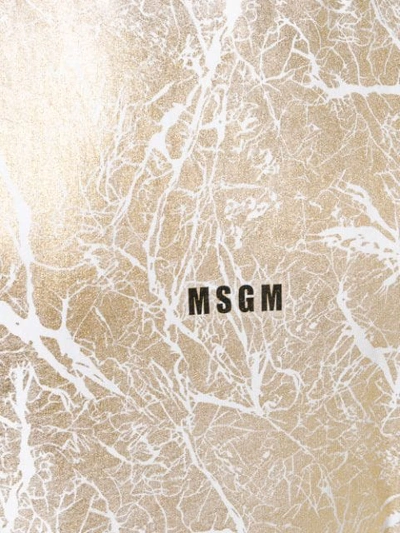MSGM 金属感纹理裂皮效果T恤 - 金色