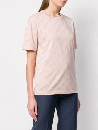 Shop Stella Mccartney Perforated Logo T-shirt In Pink