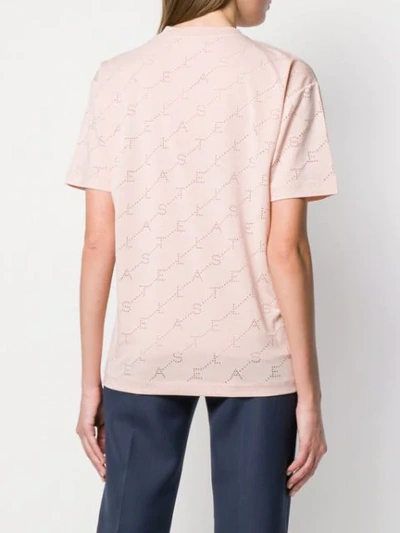 Shop Stella Mccartney Perforated Logo T-shirt In Pink