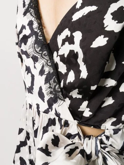 Shop Self-portrait Leopard Print Wrap Top In Neutrals ,black