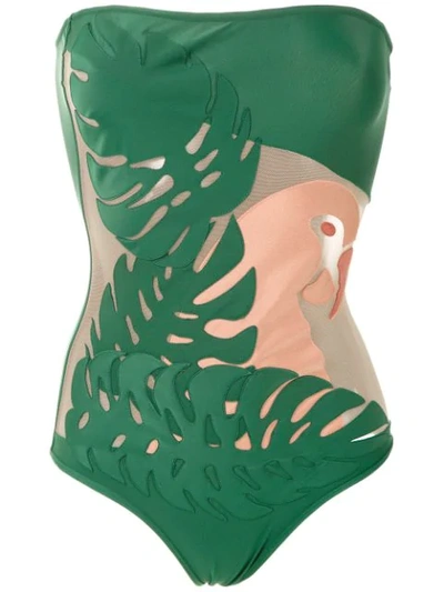 Shop Adriana Degreas X Cult Gaia Panelled Swimsuit In Green